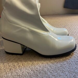 Pleaser Funtasma 70S Disco Block Heel Knee High Gogo Boots RETRO300 White Size 6